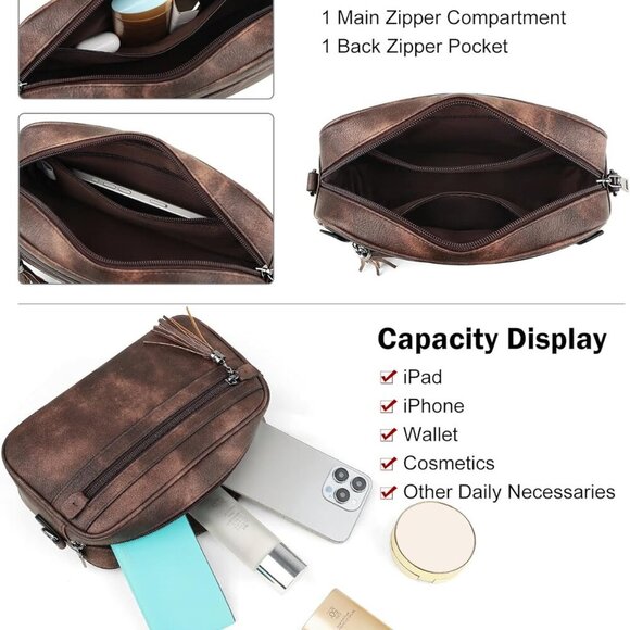 Lightweight Travel Purse for Women - Multi-Pocket Vegan Leather Crossbody Bag - Picture 3 of 8